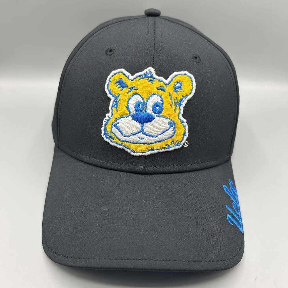 Vintage UCLA Bruins Hat Men M-L Black Blue NCAA The‎ Game Stretch Fitted Cap New